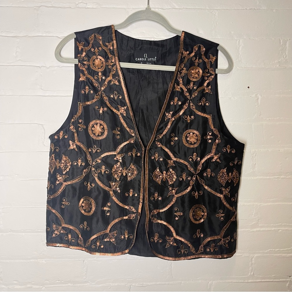 Embellished Black Silk Vest
